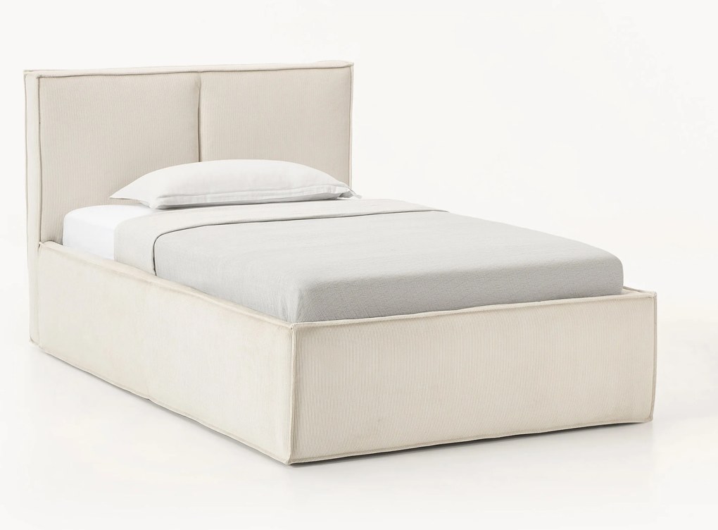Letto singolo in velluto a coste con spazio contenitore aggiuntivo Dream