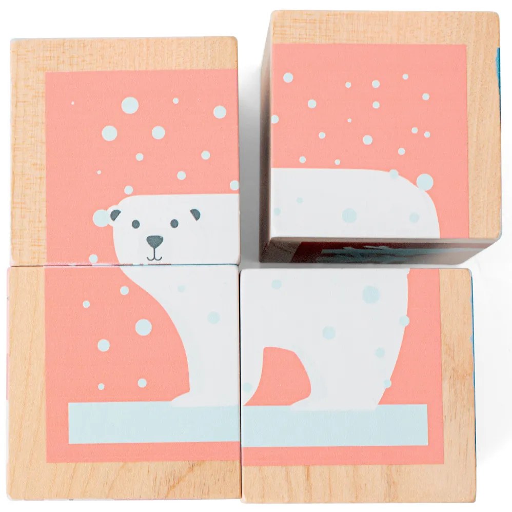 Cubi illustrati in legno con animali - 4 pezzi