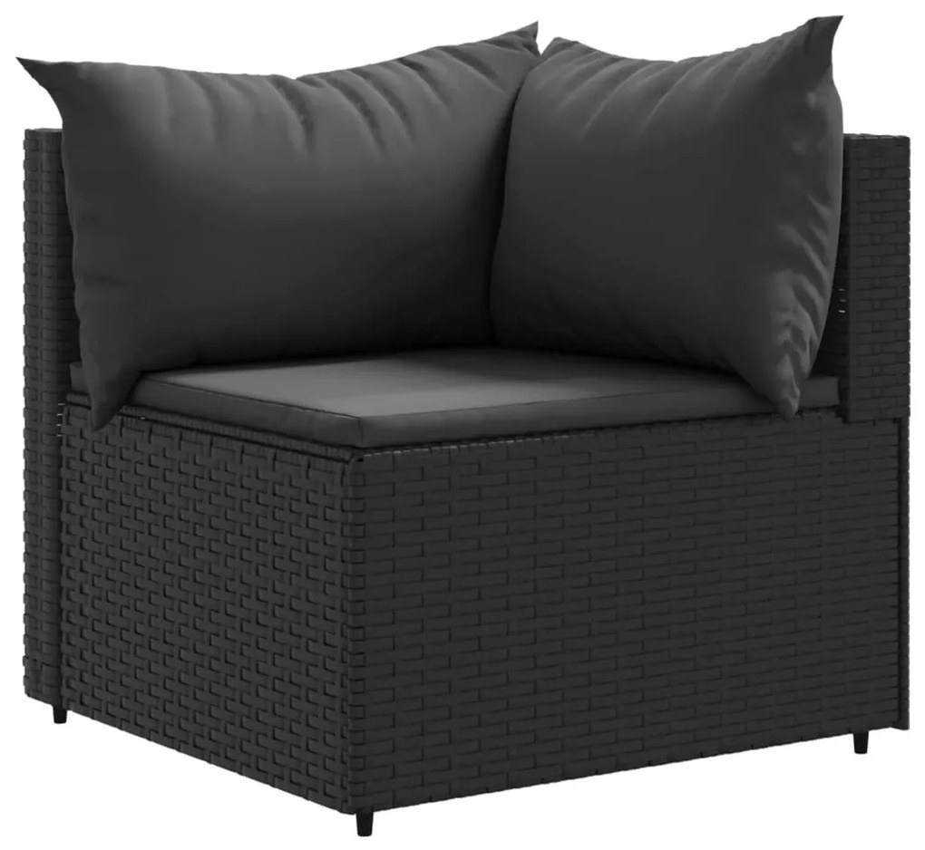 Set salotto da giardino con cuscini 7pz nero polyrattan