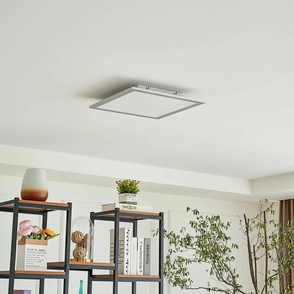 Pannello LED Lindby Livel, CCT, 40 cm x cm, telecomando Livel Lindby, dimmerabile, Alluminio / Grigio / Zincato, Cucina, Plastica, Moderno, Pannello LED
