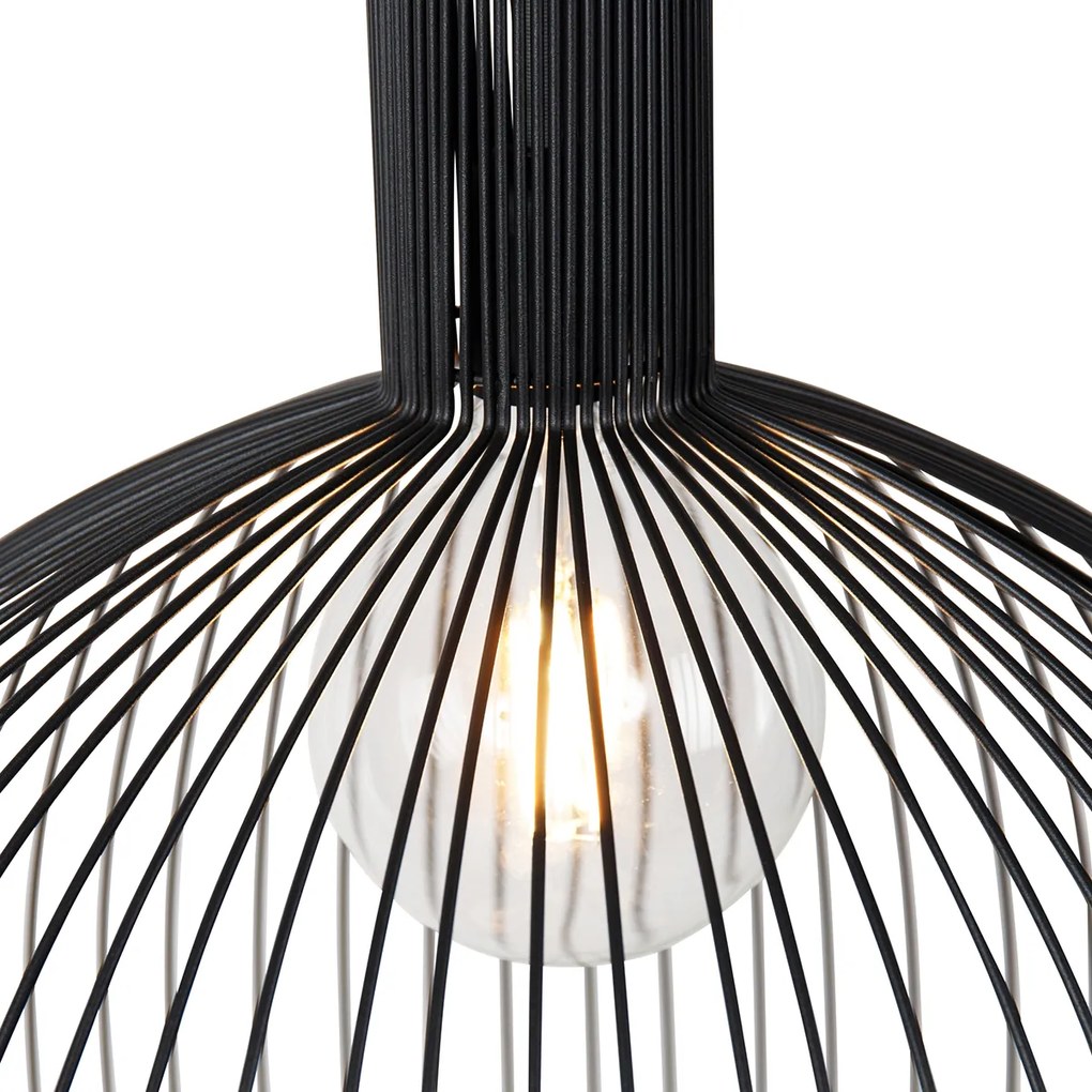 Lampada a sospensione rotonda intelligente nera 50 cm incl. Wifi G95 - Dos