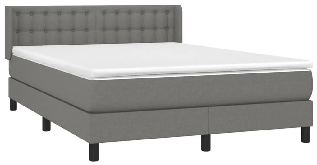 Giroletto a molle con materasso grigio scuro 140x200cm tessuto