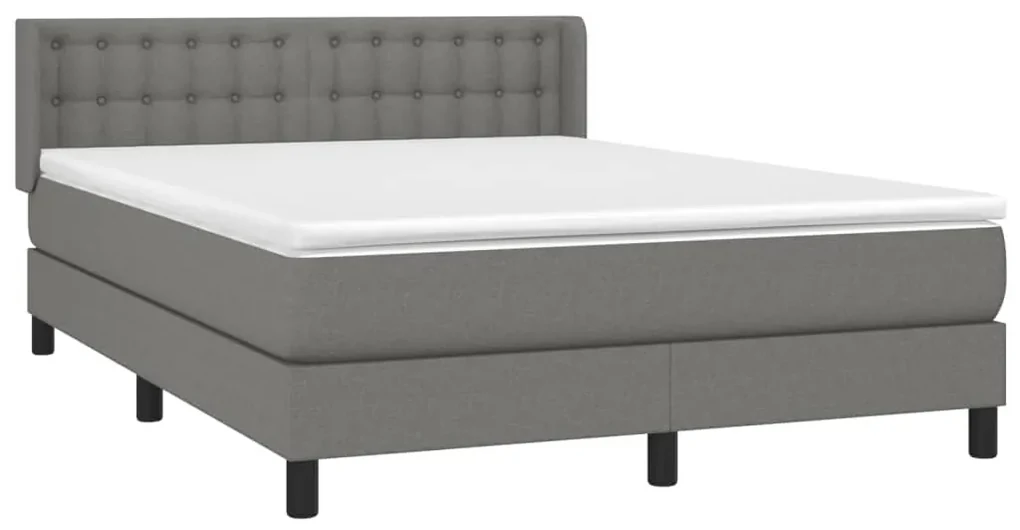 Giroletto a molle con materasso grigio scuro 140x200cm tessuto