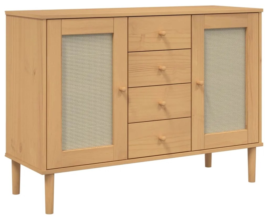 Credenza senja marrone 112x40x80 cm in legno massello di pino