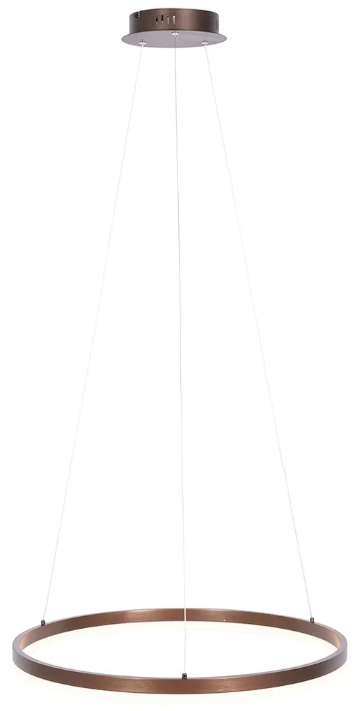 Lampada a sospensione bronzo scuro 60 cm incl. LED dimmerabile a 3 livelli - Anello