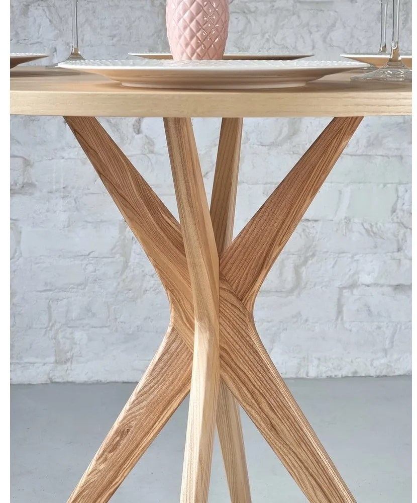 Tavolo da pranzo rotondo con piano effetto frassino ø 80 cm Jubi – Ragaba