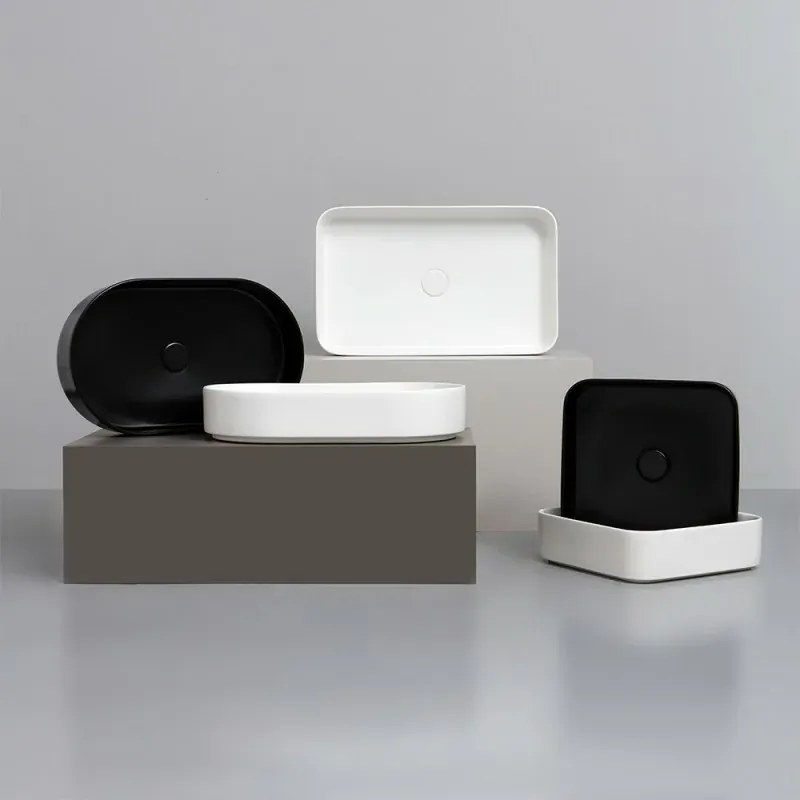 Lavabo da appoggio quadrato 40 in ceramica bianco lucido Epsilon