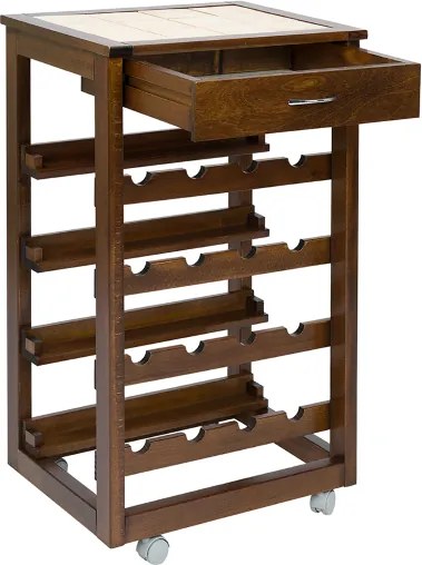 Carrello cantinetta in legno massello LANDHELL Noce