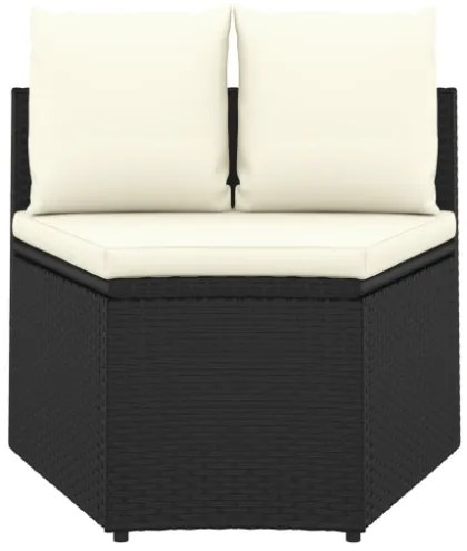 Set Divani da Giardino 5 pz con Cuscini in Polyrattan Nero