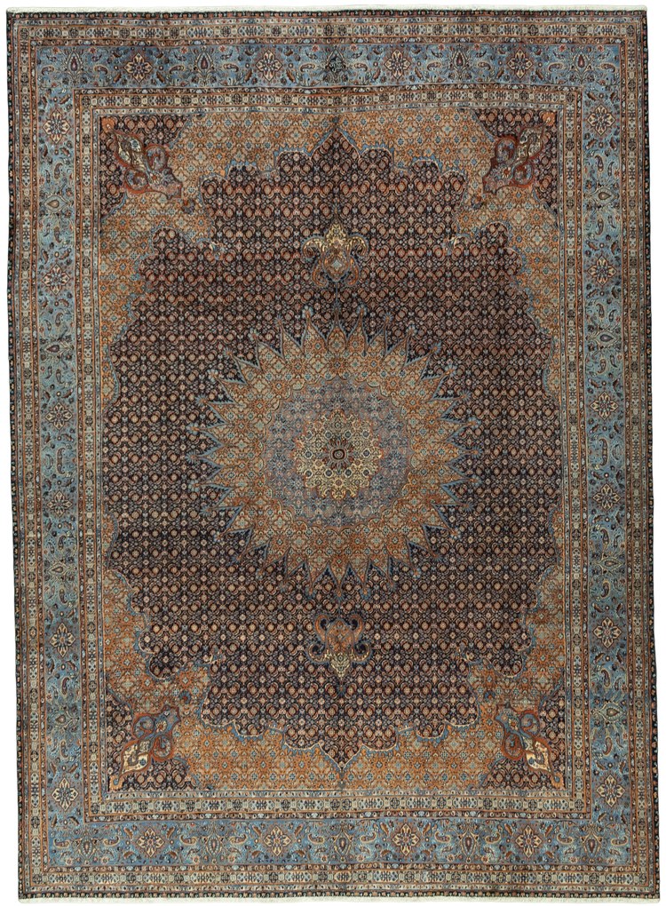 Moud Tappeto 340 x 250 Blu (Iran) Annodato A Mano