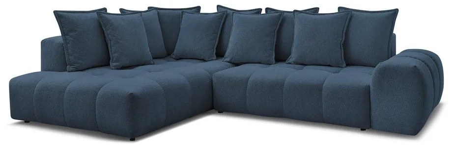 Divano angolare blu scuro allungabile e con contenitore (penisola a sinistra/a L) con rivestimento in ciniglia Everest – Bobochic Paris