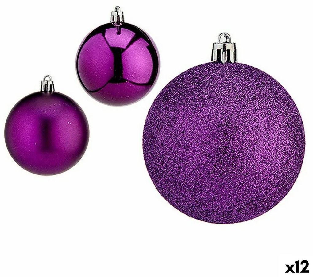 Set di palline di Natale Viola Plastica 7 x 8 x 7 cm (12 Unità)