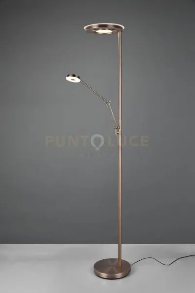 Barrie piantana led con lampada da lettura ottone satinato dimmerab...