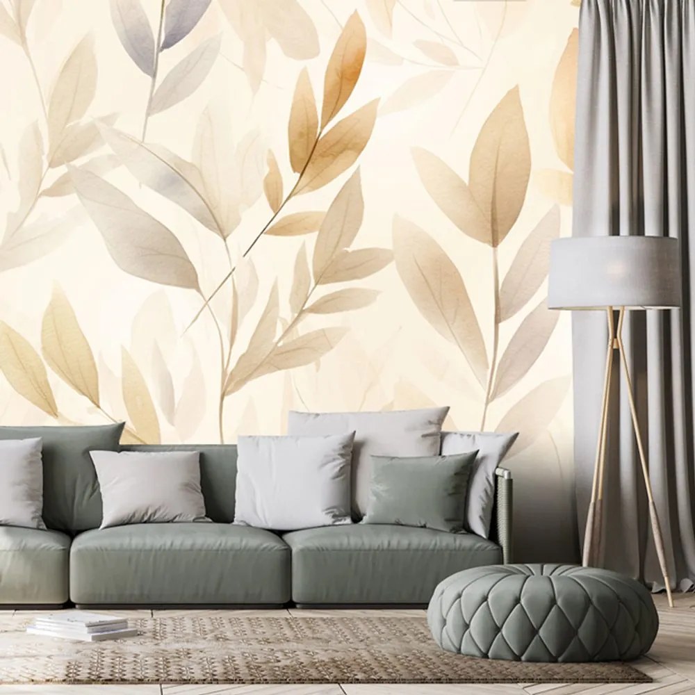Carta da parati – Foglie minimaliste delicate