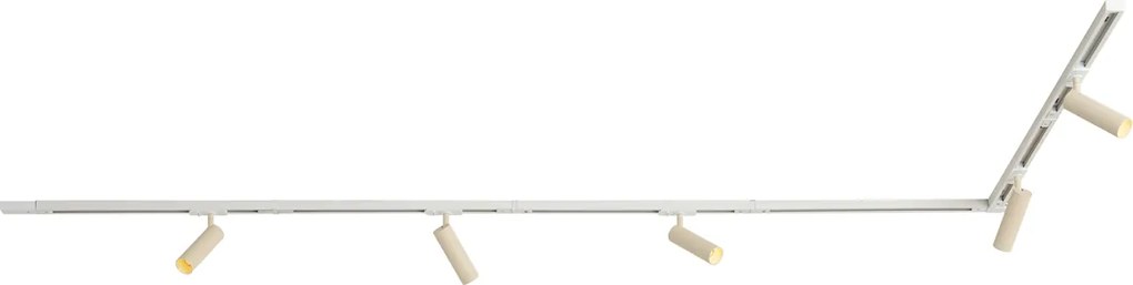 Sistema di illuminazione a binario moderno con 5 faretti bianco e beige monofase GU10 35mm - Iconic Jeana Luxe