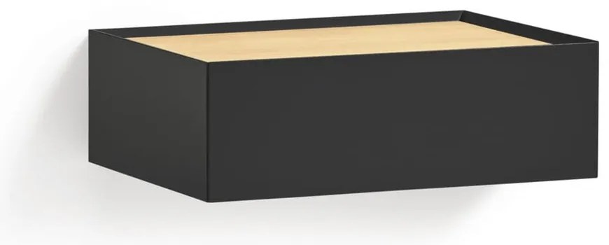 Comodino nero con piano effetto rovere da parete Arista – Teulat