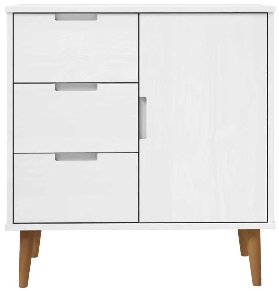 Credenza MOLDE Bianca 76,5x40x80 cm in Legno Massello di Pino