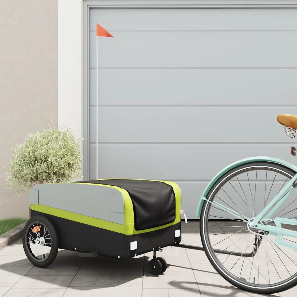 Rimorchio Da Bici Nero E Verde 45 Kg İn Ferro /