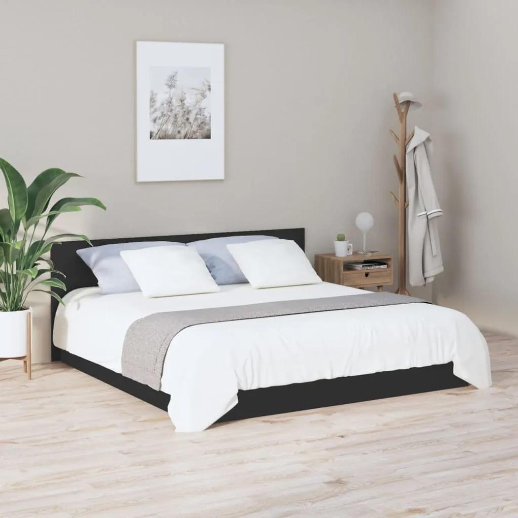 Testiera per letto nera 200x1,5x80 cm in legno multistrato