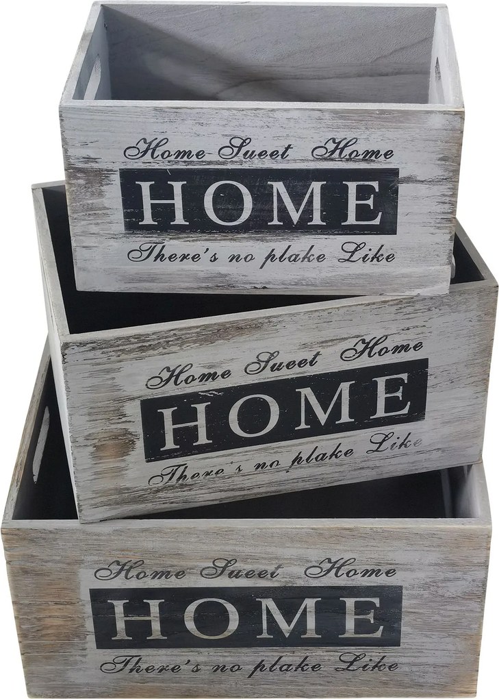 BRIANNA - set di 3 cassette in legno