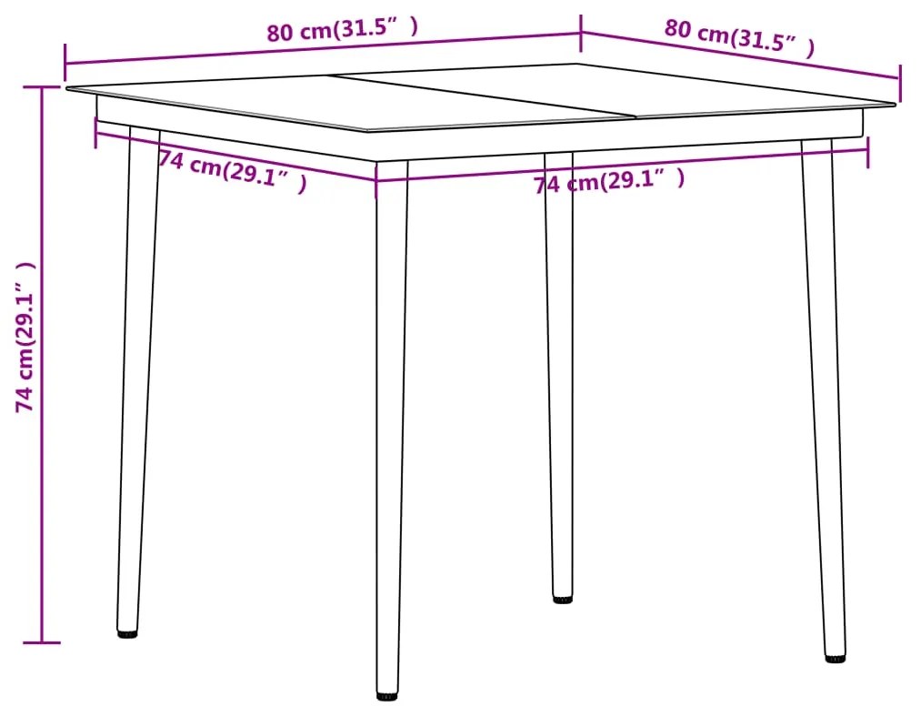 Set Mobili da Pranzo per Giardino 3 pz Nero