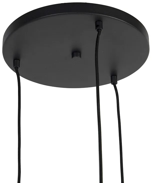 Lampadario Art Déco nero con vetro fumé 3 luci - Pallon