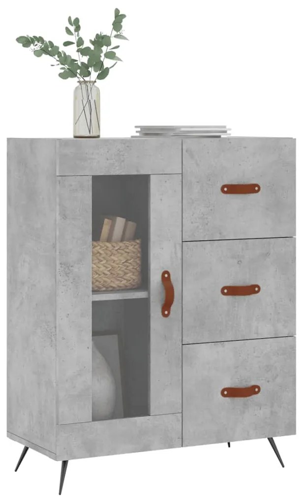 Credenza grigio cemento 69,5x34x90 cm in legno multistrato