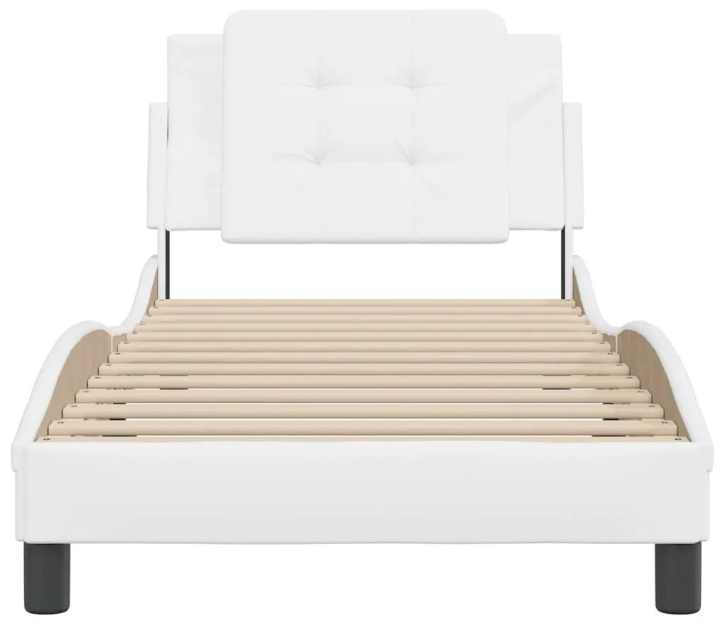 Giroletto con testiera bianco 90x190 cm in similpelle