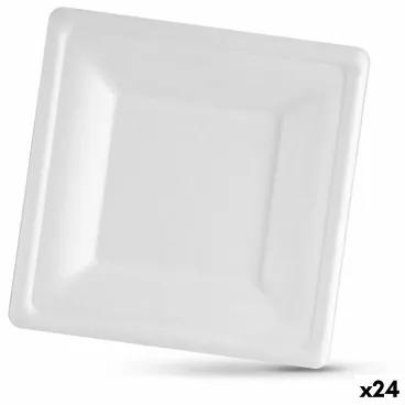 Set di piatti Algon Monouso Bianco Canna da Zucchero Quadrato 16 cm (24 Unità)
