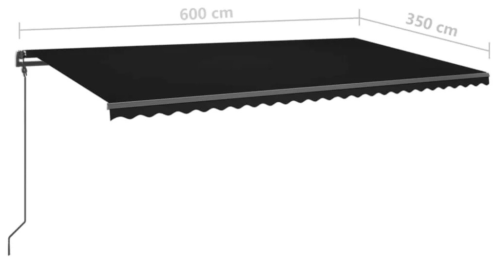 Tenda da Sole Retrattile Manuale con Pali 6x3,5 m Antracite