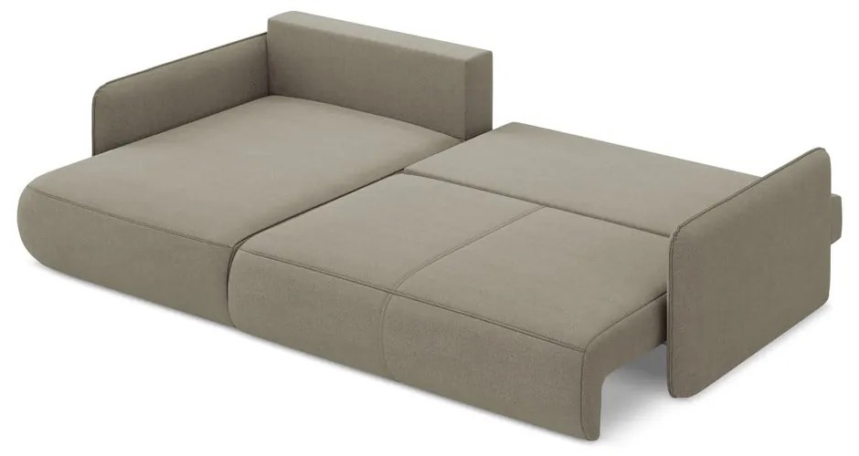 Divano angolare beige allungabile/con contenitore (con penisola a sinistra) Nanea – Makamii