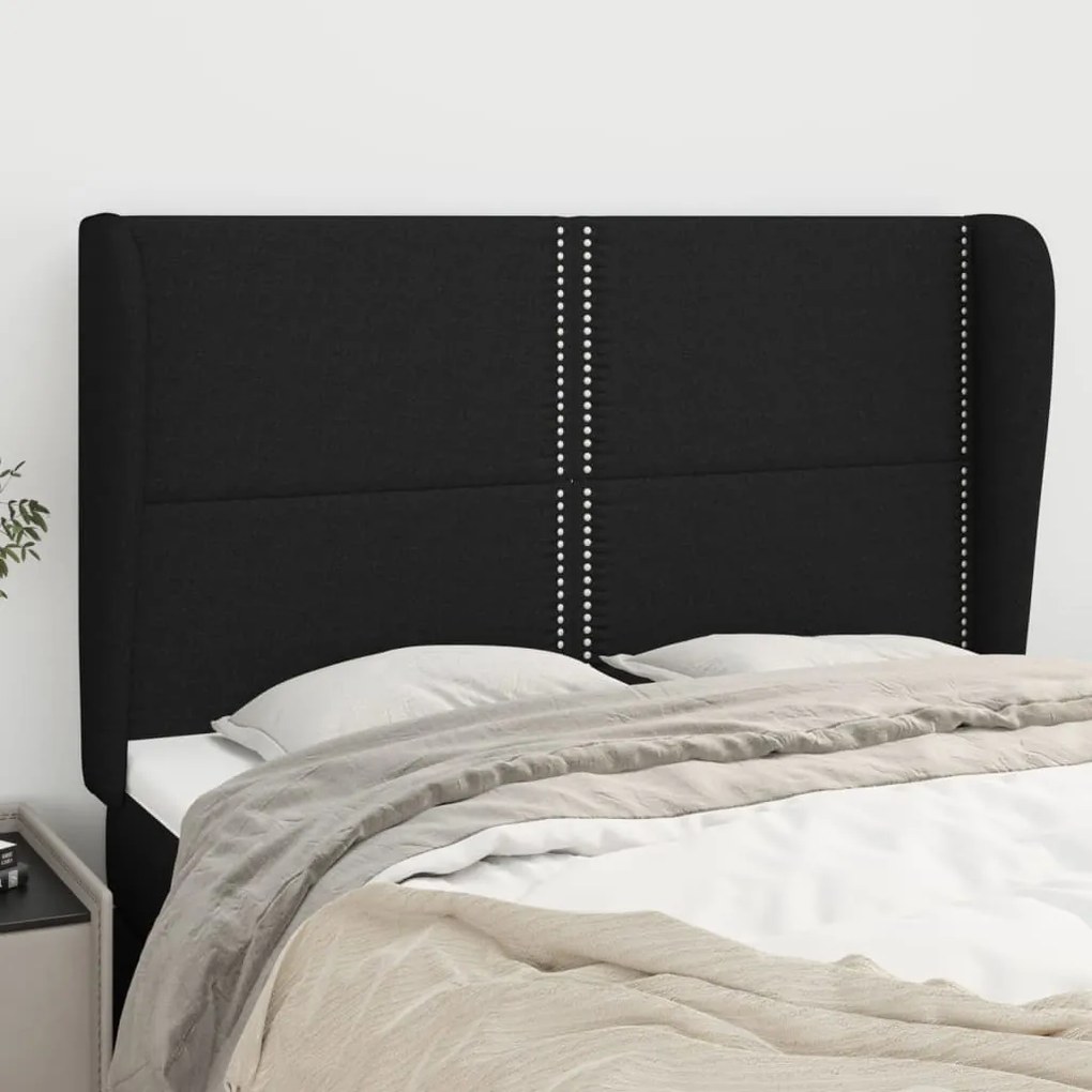 Testiera Ad Orecchio Nera 147 X 23 X 118/128 Cm İn Tessuto /