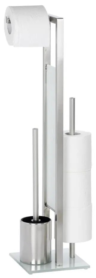 WENKO 21564100 - Scopino WC RIVALTA 18x70 cm acciaio inox/argento/bianco/nero