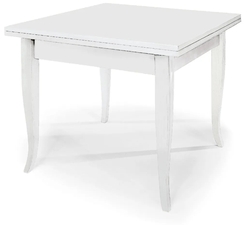 Tavolo SANTA CROCE in legno bianco allungabile a libro 80×80 cm – 160×80 cm