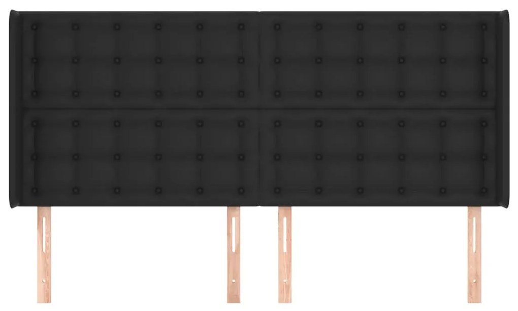 Testiera ad orecchio nera 203x16x118/128 cm in similpelle