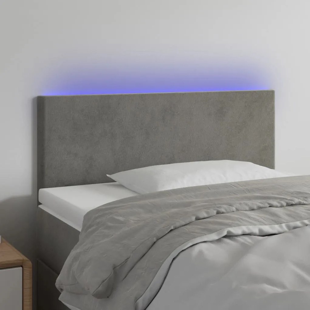 Testiera A Led Grigio Chiaro 90x5x78/88 Cm İn Velluto /