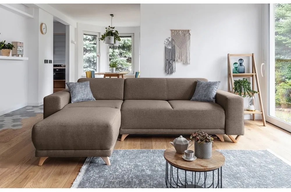 Divano angolare marrone allungabile e con contenitore Classy Sophie – Miuform