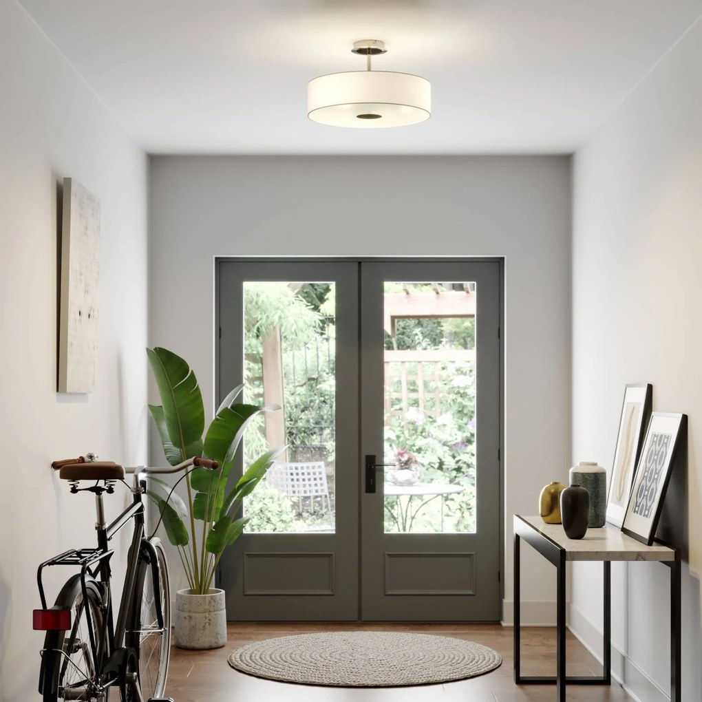 Plafoniera soffitto Josia Lindby, dimmerabile, Bianco / Opale, Corridoio, Tessuto / Stoffa / Seta, Moderno, Plafoniera