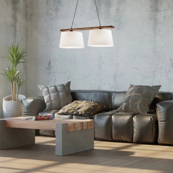 Lampadario sospeso a cavo AIDA 2xE27/60W/230V, Ø 35 cm, rovere/noce