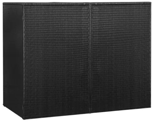 Copribidone Doppio per Spazzatura Nero 153x78x120 cm Polyrattan