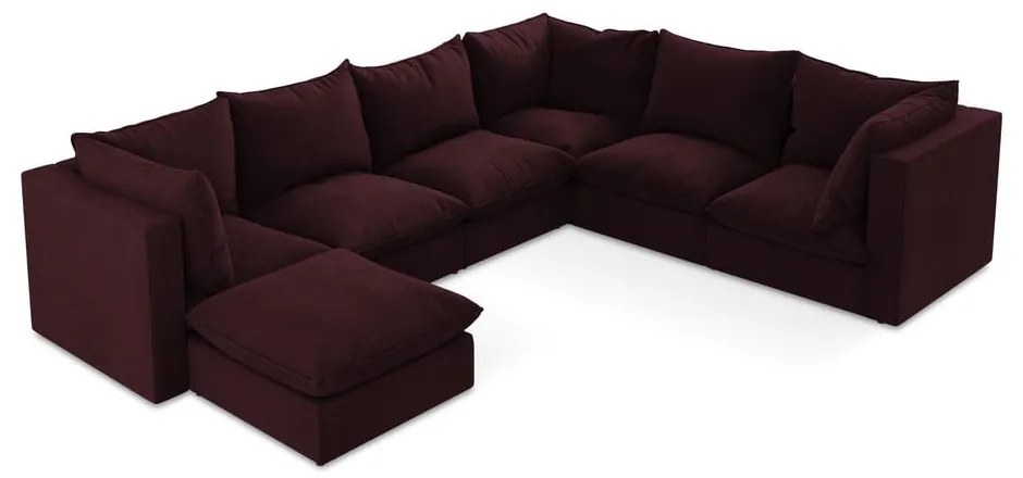 Divano angolare burgundy (con penisola a destra/a U) Manao – Makamii