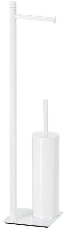 Gedy - Scopino WC da terra con portarotolo TRILLY bianco opaco