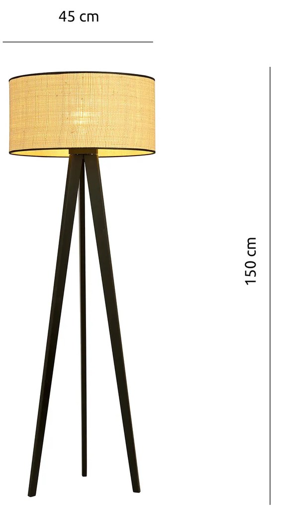 Piantana Moderno Drago Acciaio Nero Marrone 1 Luce E27 Ip20