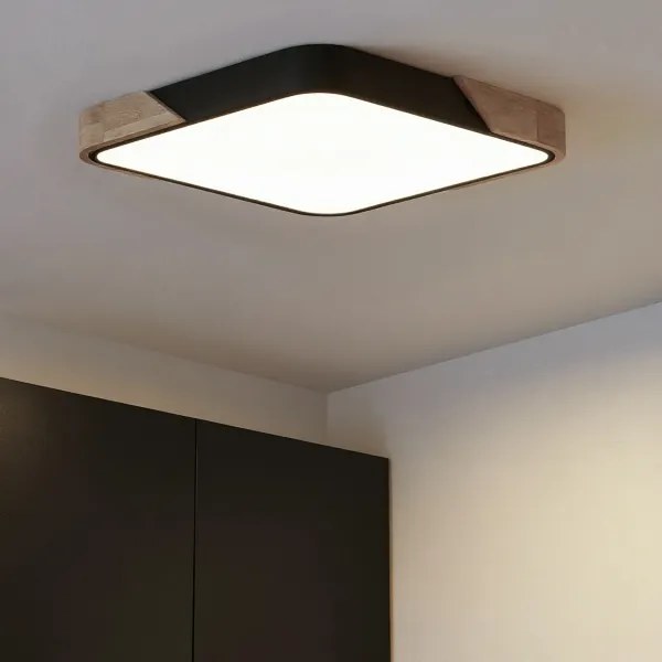 Brilagi - Plafoniera LED dimmerabile PILANA LED/48W/230V rovere/nero 56x56 cm + telecomando