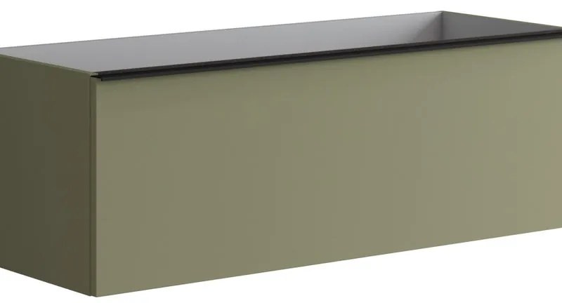 Mobile da bagno sotto lavabo Pixel plain frontale verde salvia e maniglia alluminio nero L 120 x H 40 x P 45.5 cm 2 cassetti, lavabo non incluso