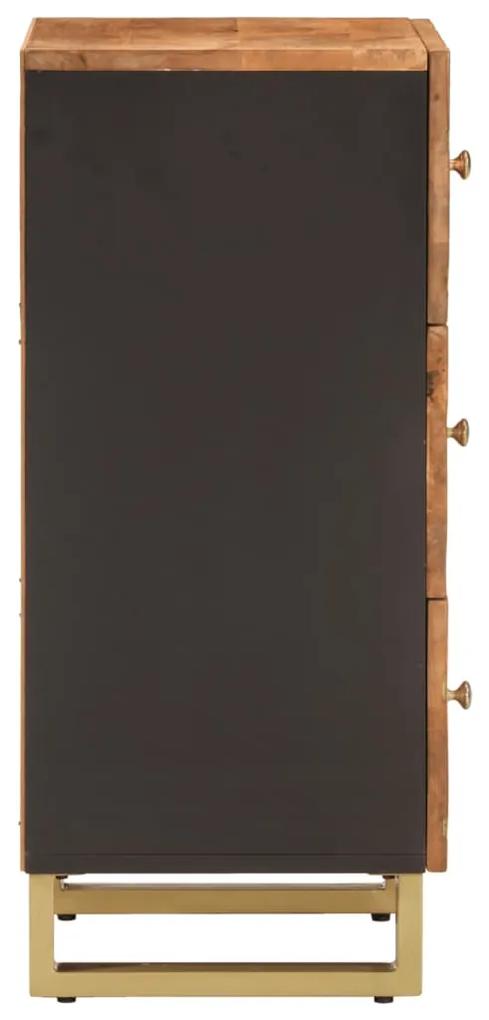 Credenza marrone e nera 40x33,5x75cm in legno massello di mango