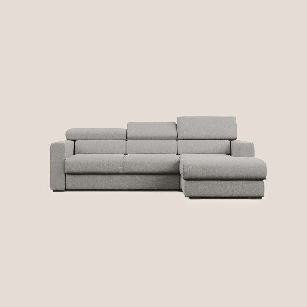 Dylan divano angolare con estraibile a cassettone in tessuto fiammato simil cotone impermeabile T19 beige