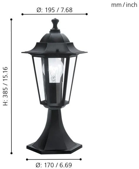 EGLO 22472 - Lampada da esterno LATERNA 4 1xE27/60W nero IP44