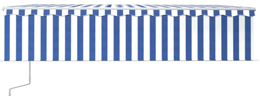 Tenda Sole Retrattile Automatica con Parasole 6x3m Blu Bianco