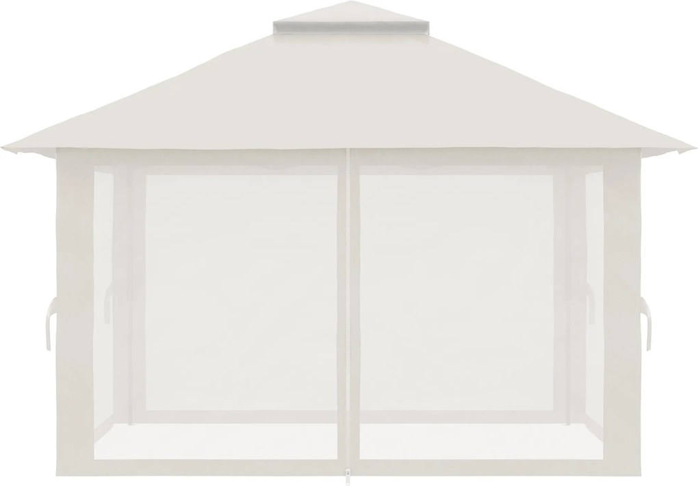 Gazebo Pieghevole 4x4 m ad Altezza Regolabile con Zanzariera e Borsa in Metallo e Tessuto Oxford Crema...